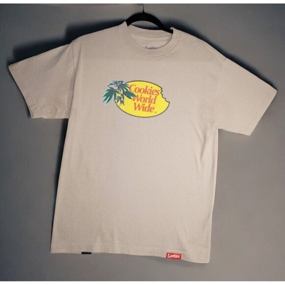 Cookies World Wide Beige Graphic T-Shirt - Size Medium - Picture 1 of 12